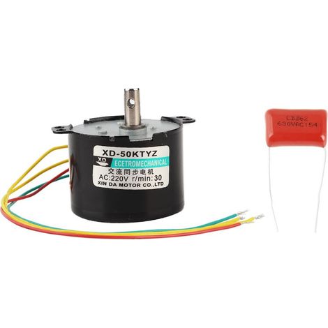 Miniatur-Synchronmotor, 220 V Wechselstrom, niedrige Drehzahl, hohes Drehmoment, Rechts-/Linkslauf (30 U/min), 1 Stück (1/5)