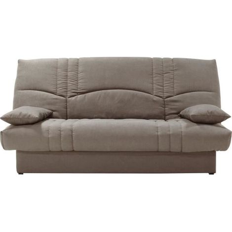 Clic clac 3 places THELMA - Tissu Soro taupe - Couchage 125x190 cm - L190 x P92 x H96 cm (1/5)