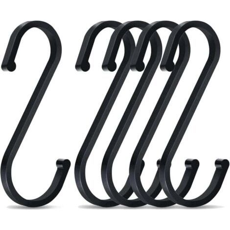 5 Pièces Crochets en S, 86mm Forme de S Crochets en Aluminum, Crochet Multifonctions, pour Cuisine, Salle de Bain(Noir) (1/4)