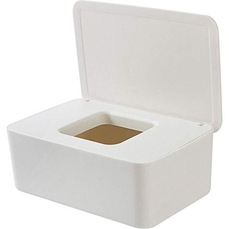 Blanc Boîte de rangement pour lingettes humides, Boîte de rangement pour serviettes, distributeur de lingettes pour bébé, avec couvercle pour la maison ou le bureau-Fei Yu (1/5)