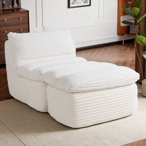 Rahmenloser Relaxsessel ohne Montage, ergonomisches Design mit Fußhocker, hochdichter Memory-Schaum für optimalen Komfort, ideal für Wohnzimmer, Schlafzimmer, Büro oder Wohnung, Beige (1/5)