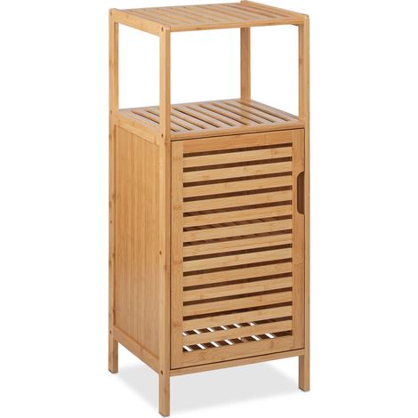 Mobiletto da bagno stretto 2 ripiani aperti portaoggetti 80 x 30 x 80 cm in bambù naturale 130012595