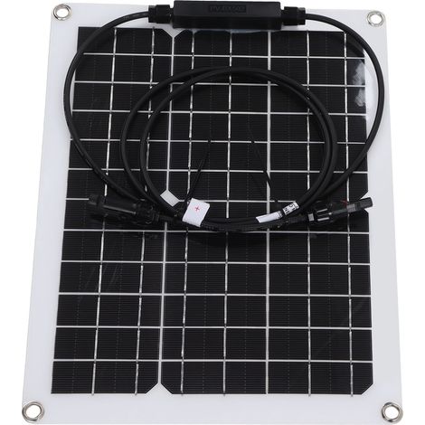 Panneau solaire flexible monocristallin, composants d'un système photovoltaïque 15 W 12 V, charge de batterie, portable pour camping, maison et camping-car. (1/5)