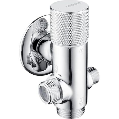 Robinet d'équerre combiné en laiton chromé à quatre voies - Robinet à eau avec commande à une main - Raccord mural G1/2" (Male G1/2", Male G3/8" x G1/2 x G3/4")