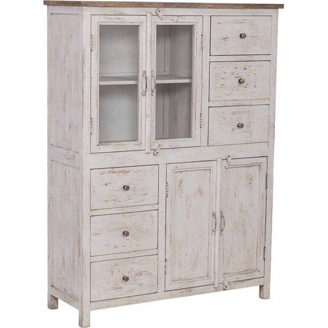 Vitrina de madera artesanal blanca 111x40x150h cm (1/5)