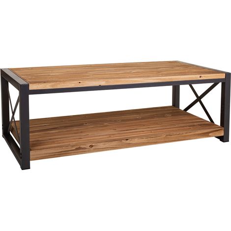 Mesa de centro de metal y madera 122x60x43,5h cm (1/5)