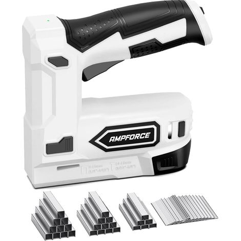 Agrafeuse électrique 2-en-1 sans fil 4V lithium-ion avec charge USB-C – inclut agrafes et clous pour tapisserie, réparation de meubles, moquette et bricolage maison (1/5)