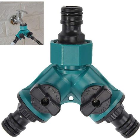 2-Wege-Ventil mit Absperrventil, 2-Wege-Ventil für Gartenschläuche, 2-Wege-Verteiler, 2-Wege-Schlauchverteiler, Gartenschlauchverteiler für den gleichzeitigen Anschluss von 3 Geräten, 16 mm (1/5)