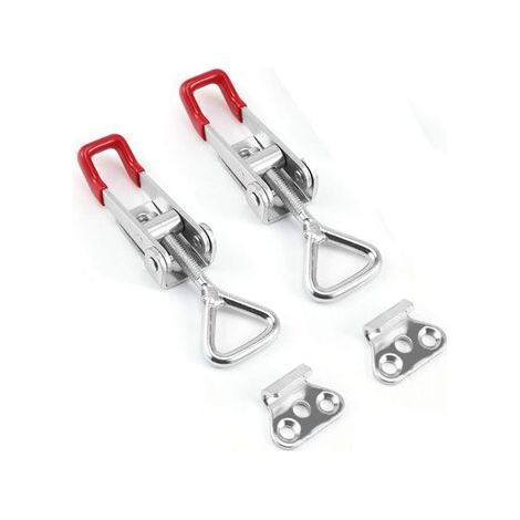 Pince à Loquet Bascule Antirouille Loquets à Bascule Réglable Grenouillère à Levier Charge pour Portes, Armoires, Valises 10cm 2Pcs (1/5)