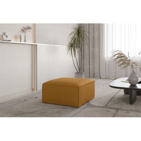 Polsterhocker Designerhocker CELES PREMIUM 65x65 cm in Stoff Scala Senfgelb (1/3)