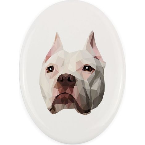 American Pit Bull Terrier, Pit Bull, American Pit Bull Terrier, Pitbul, apbt - targa geometrica con foto e iscrizione di Art-Dog (1/4)