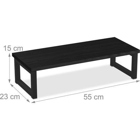 Supporto per monitor moderno da scrivania 15 x 40 x 23 cm con pratico vano portaoggetti e design elegante in MDF nero 130015949