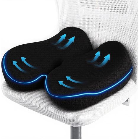 Coussin siège bureau mousse mémoire, soulage coccyx, antidérapant (1/4)