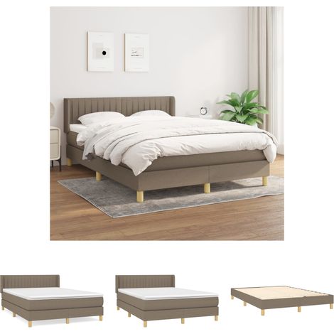 The Living Store Boxspringbett mit Matratze Taupe 140x190 cm Stoff -  Betten & Bettgestelle (1/5)