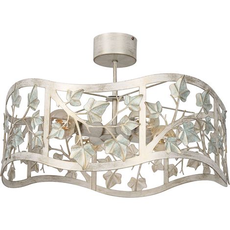 Plafonnier décoratif argenté feuilles 4xE27 15W Provence Luminex (1/2)