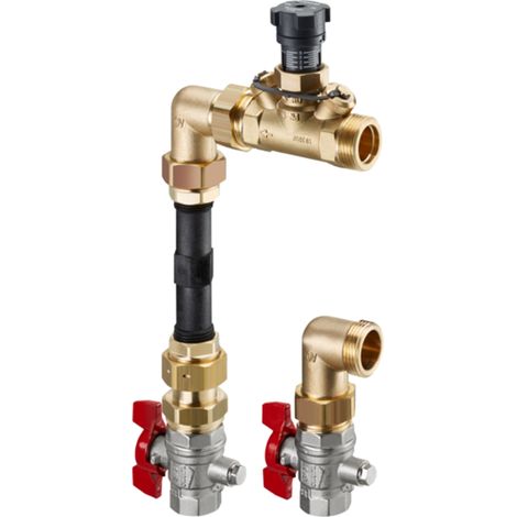 OVENTROP Juego de conexión de contador de calor para Multidis SF y Regudis W-HTE con Hycocon VTZ DN 20, forma de esquina, válvulas de bola DN 20, 1404578