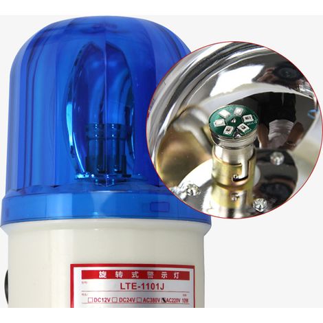 Gyrophare LED LTE-1101J Bleu 220V, Feu Rotatif Avertissement 12V/220V pour Voiture, Lampe Clignotante Auto, Signal Lumineux Haute Visibilité, Éclairage Sécurité Véhicule (1/5)