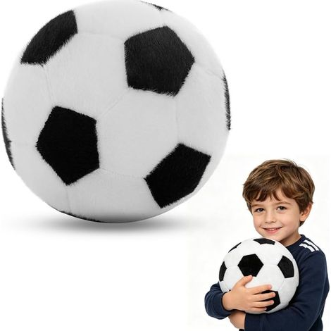 Jouet de Football en Peluche, 25 cm Football Peluche Coussin, décoration d'intérieur, Cadeau pour Les Amateurs de Football et Les Enfants, Noir et Blanc (1/5)