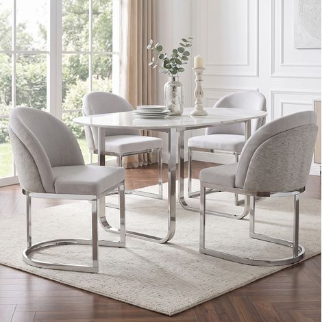 MEUBLIV Lot de 4 chaises de salle à manger gris clair, asiento cómodo y diseño moderno (1/5)