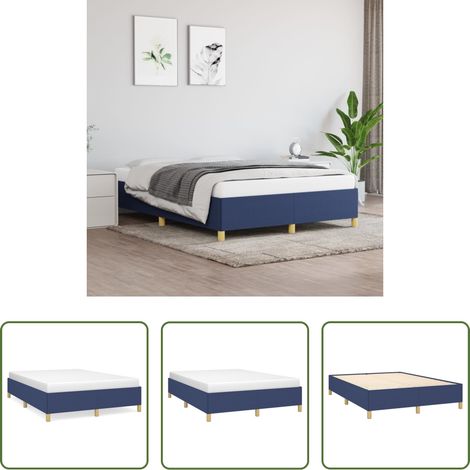 Sommeil -  Cadre de lit sans matelas bleu 140x190 cm tissu (1/5)