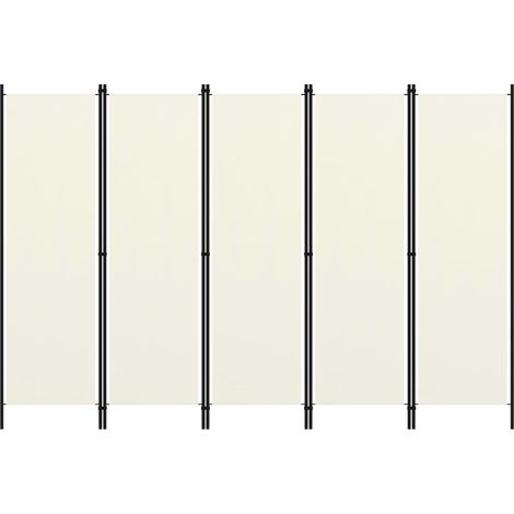 Cloison de séparation 5 panneaux, Paravent sur Pied, Séparation de pièce, Cloison mur écran Blanc crème 250x180 cm GHJ88041 (1/5)