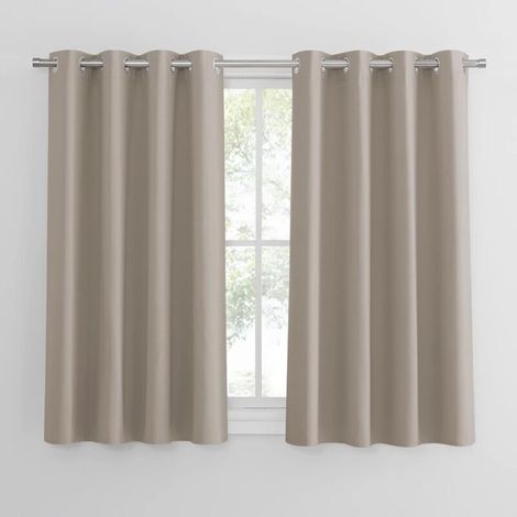 Rideaux Occultants - Rideaux Thermiques Unis à Oeillets - Lumineux et Occultants - Décoration pour Chambre, Maison, Cuisine - 132x160cm Blanc Cassé - 2 Pièces