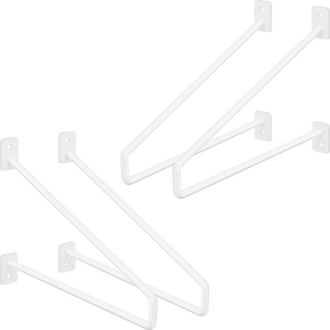 ML-Design 4 Pezzi Staffe per Mensole 265 mm Bianco in Acciaio Supporto per Mensola Galleggiante Industriale per Montaggio a Parete Staffa di Scaffale a Muro Staffa a Muro Supporti Mensole a Forcina