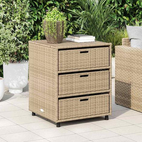 Armario de almacenaje de jardín ratán PE beige 55x59x69 cm vidaXL (1/5)