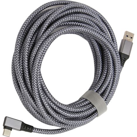 Câble Link VR pour Quest 2, gaine en nylon tressé, transfert de données haute vitesse, câble de charge, accessoires VR pour casque VR et PC de jeu, 6 m / 19,7 pi