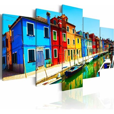 Tableau maisons aux couleurs de l'arc-en-ciel - 200 x 100 cm (1/4)