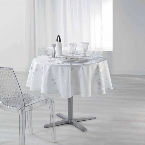 Promo Linge Nappe De Noël Ronde Anti-Tâches - Constellation - Blanc (1/2)