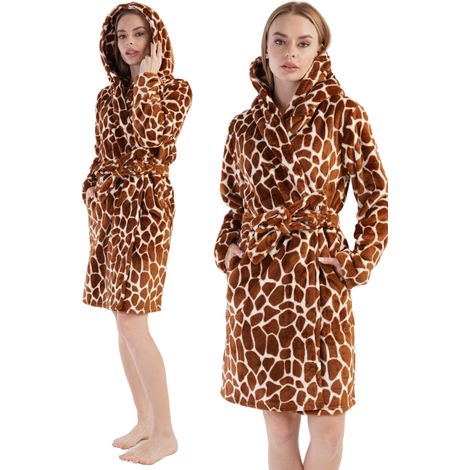 Bata de felpa para mujer con capucha y bolsillos, talla S (1/5)
