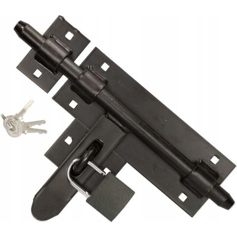 Pestillo para puerta 270 NEGRO + CANDADO