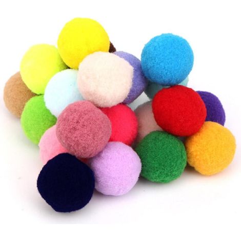 Balle Peluche Élastique Pour Chat - 3 cm - Jouet Interactif Silencieux En Polyester - Idéal Pour Jeu Intérieur/Extérieur - Lot De 10 / 20 / 30 Pièces (1/5)