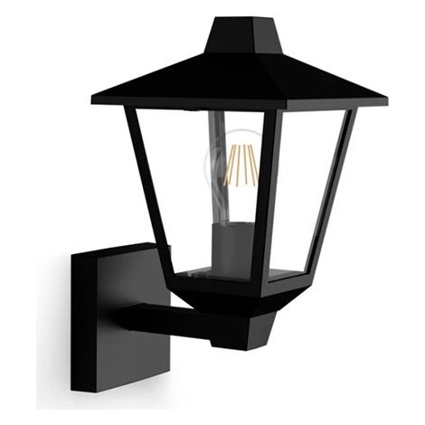 Aplique exterior kinno, negro, tipo farola, e27, 25 w, sin bombilla, luz hacia arriba (1/3)