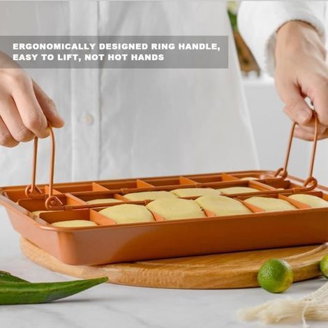 WIPES Antihaft-Brownieform, Schokoladenkuchenform mit Trennwänden, Küchenutensil (1/4)
