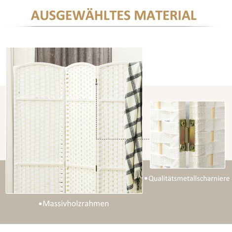 Paravent pliable 4 panneaux, cloison de séparation blanche pour salon, chambre, bureau à domicile, écran d'intimité pliant (1/5)