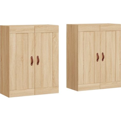 2 pcs Buffet,Bahut, Armoires murales chêne sonoma bois d'ingénierie CFW65644 (1/5)