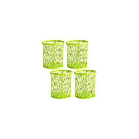 Porte-stylo en maille, porte-stylo en métal, pour bureau, organiseur de stylos, lot de 4 (rond, vert) (1/5)