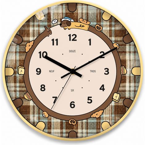 Horloge murale ronde motif teckel cadre doré aiguilles noires 30 cm dpl1213 12 30 cm 900 g – Livraison gratuite