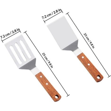 Set aus 2 Küchenutensilien aus Holz und Edelstahl (1/3)