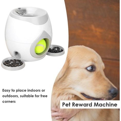 Dispensador automático de comida para perros - Lanzador de pelotas interactivo - ABS - Verde - 30 x 18 x 20 cm - 2 pelotas de tenis (1/5)