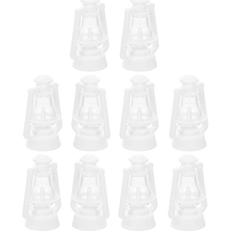 Lampe à pétrole miniature blanche décorative, compatible avec les fêtes de Noël, lot de 10 pièces en plastique (1/5)