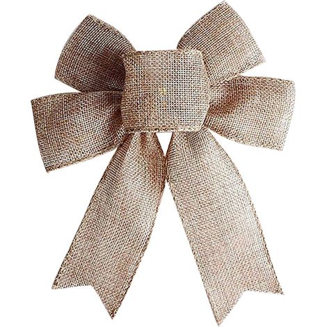 Nœud En Jute - Pour Décoration De Couronne, Arbre De Noël, Guirlande, Emballage Cadeau - Style Rustique Vintage - 1 Pièce (1/5)