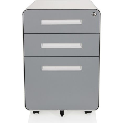 [GEBRAUCHT] B-Ware Hjh Office Rollcontainer Aufbewahrung Bürocontainer Metall Weiß Grau Stauraum