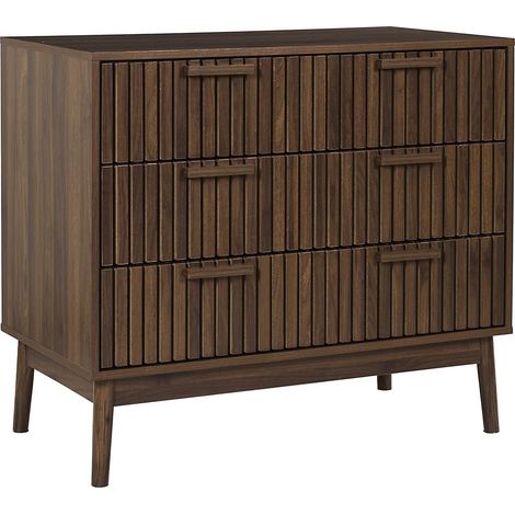 Commode 3 tiroirs effet bois foncé SAULK (1/5)