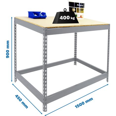 Simonrack Werkbank aus verzinktem Metall mit Holzoptik