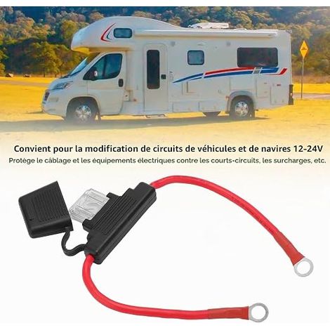 Support de protection anti-fusée rouge avec protection de circuit Fuse 80A pour véhicule 12-24V (1/4)