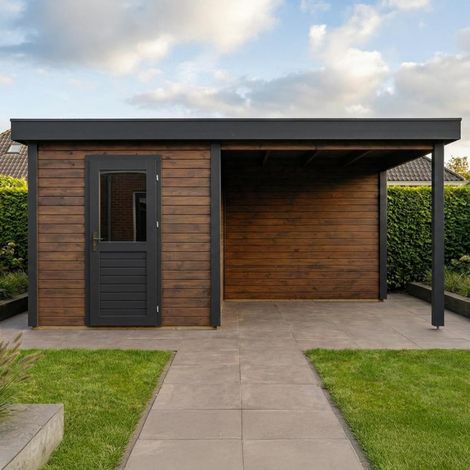 Abri de jardin en bois Rava 2.59x3.09m - 17.18m2 - Ep. 28mm - Traité (1/4)