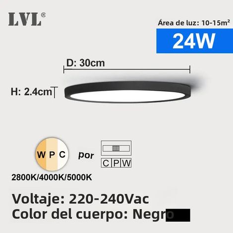 (Multilight noir 24W) Plafonnier LED moderne avec motif bois doré (1/5)